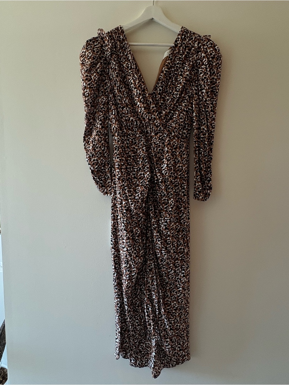 Astr Brown Animal Print Long Sleeve Wrap Dress